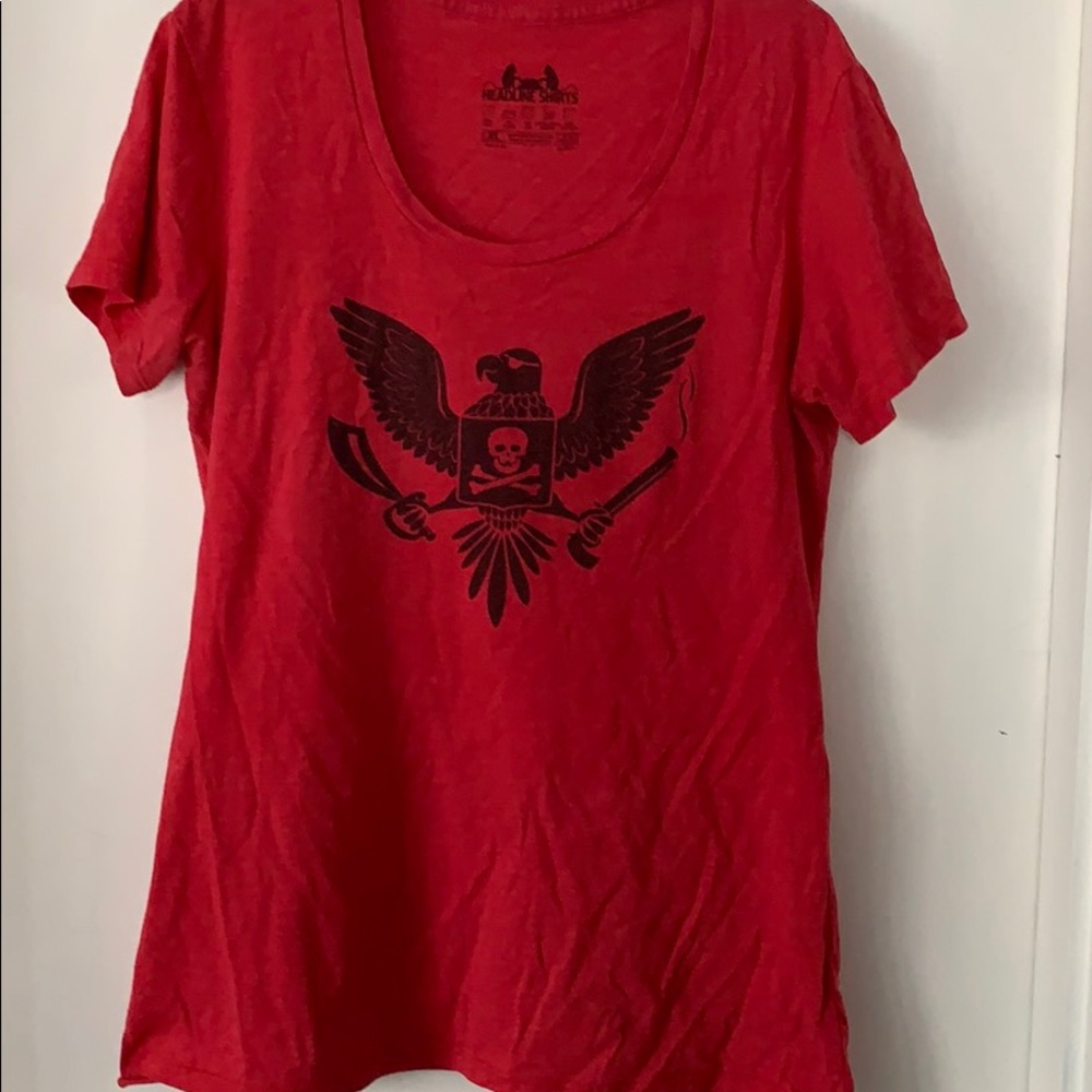 Pirate eagle Jolly Roger red tee shirt. Sz XL